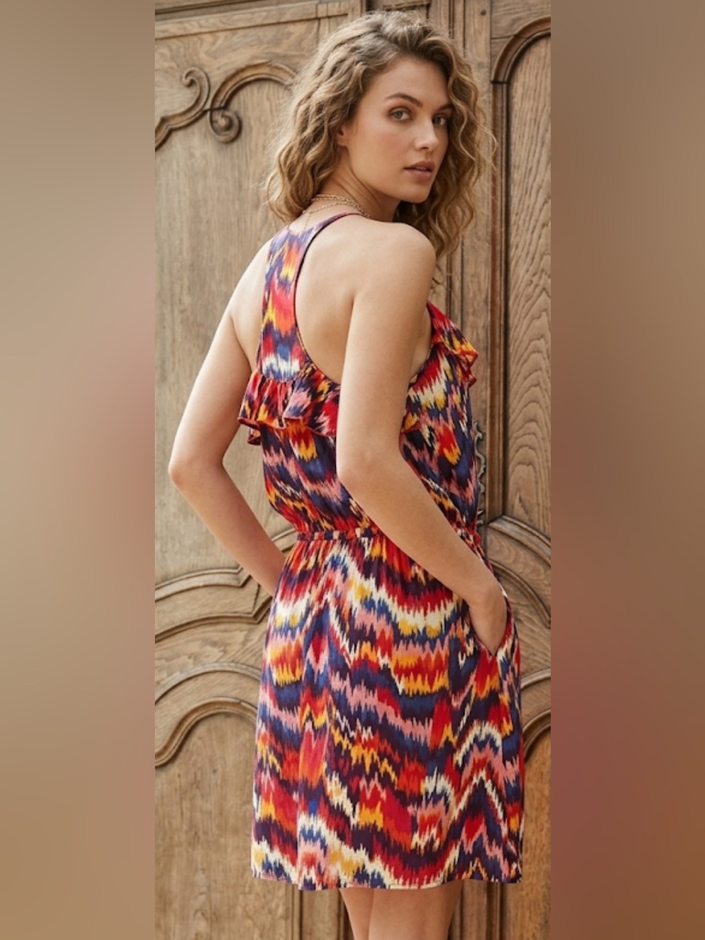 PARKER SILK MULTI-COLOR SLEEVELESS DRESS